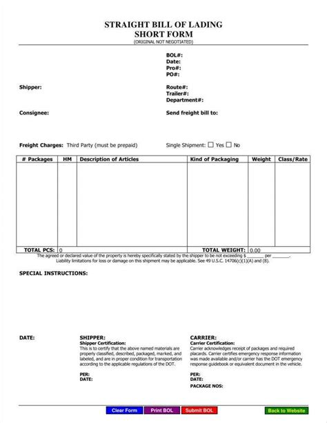 29 Bill Of Lading Templates Free Word Pdf Excel Format Downloads