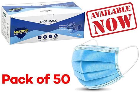 Face Mask Disposable 3 Ply Standard Face Masks Box 50
