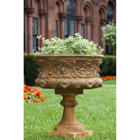 Kinsey Garden Decor Morning Glory Tall Cast Stone Ornate Outdoor Urn