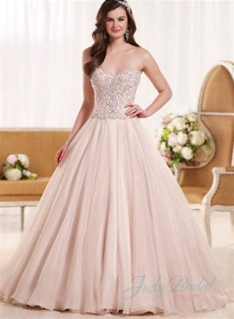 Romance Blush Colored Sweetheart Neck Organza Ball Gown Wedding Dress 2384076 Weddbook