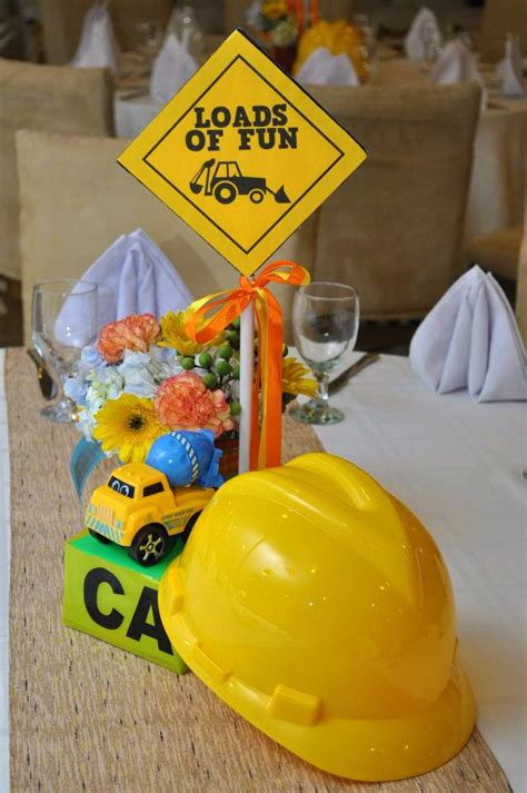 Maybe you would like to learn more about one of these? Construction themed party table centerpiece | birthday ...