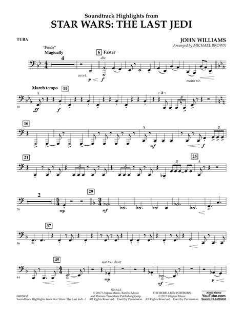 If you purchased multiple copies, please print all of them. Soundtrack Highlights from Star Wars: The Last Jedi - Tuba Sheet Music | Michael Brown | Concert ...