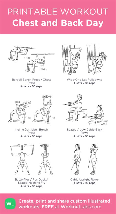 Chest And Back Day Illustrated Exercise Plan Created At Workoutlabs