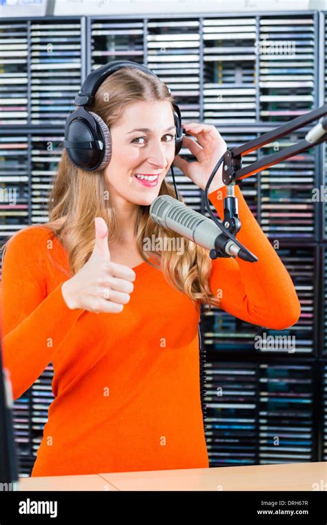 Female Presenter Or Host In Radio Station Hosting Show For Radio Live