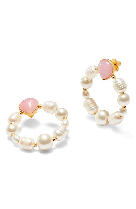 Kate Spade Freshwater Pearl Jade Hoop Earrings In Pink Lyst