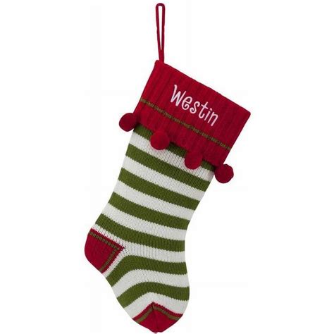 Personalized Striped Knit Christmas Stocking Available In Multiple