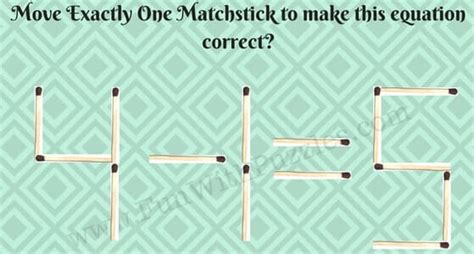 Fun Matchstick Maths Picture Puzzles For Kids With Answers