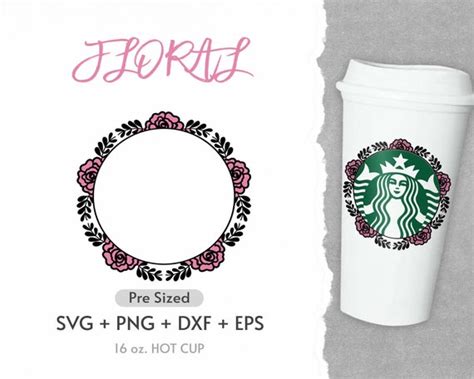 16oz Floral Flower Starbucks Hot Cup Svg Full Wrap Hot Cup Etsy