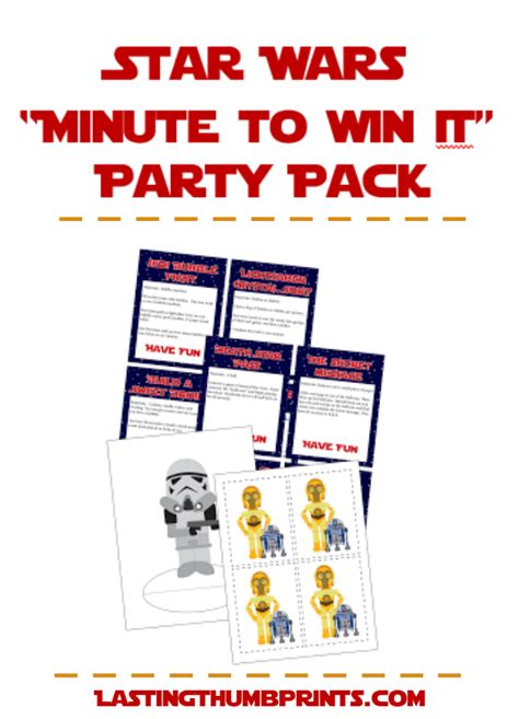 Star Wars Minute to Win It Party Pack | Star wars party games, Star