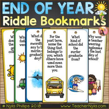 Either way, we hope you weren't too stumped and had a blast solving this list of riddles! End of Year Bookmarks - Funny Riddles and Jokes | Funny ...