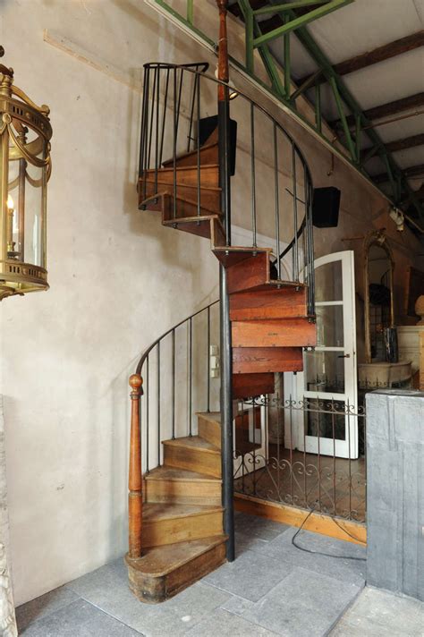 Antique Oak And Iron Spiral Staircase At 1stdibs