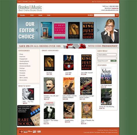 Free Book Store Website Template Printable Templates