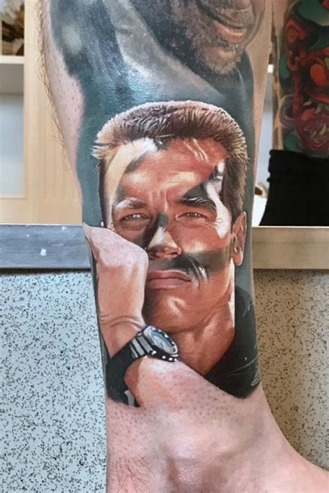 Arnie As John Matrix From Commando Tattoo Master Portrait Tattoo