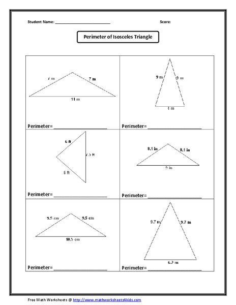Perimetr Of Isosceles Triangle Worksheet For 9th 10th Grade Lesson