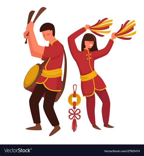 Chinese Man And Woman In Traditional Clothing Vector Image