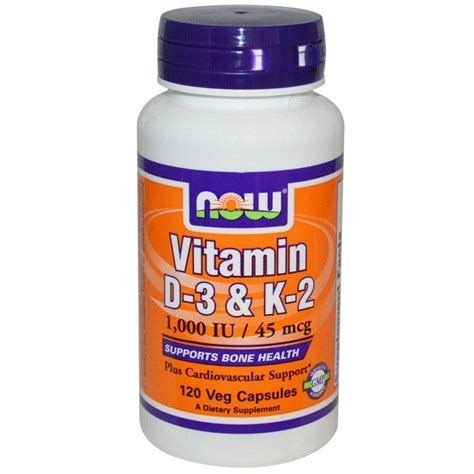 Most people take their d3 with breakfast and k2 at dinner time and this seems sensible, as some research shows that d3 is more effective if not taken at the same time as k2. Buy Now Foods Vitamin D3 & K2 1000IU/45mcg 120 Capsules at ...