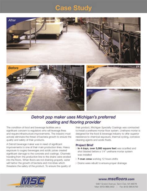 Msc Floors Urethane Mortar Used In Beverage Facility Case Study Msc