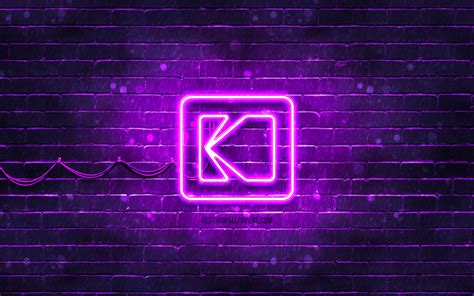 Download Wallpapers Kodak Violet Logo 4k Violet Brickwall Kodak Logo