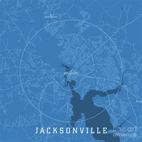 Jacksonville Nc City Vector Road Map Blue Text Digital Art By Frank