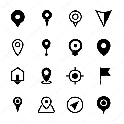 Mapa De Ubicación Iconos Conjunto De 16 Punteros Símbolos Vector