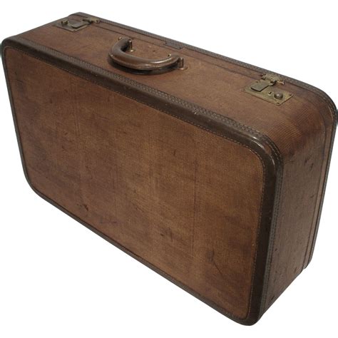 Vintage Wings United Brass And Tweed Style Travel Luggage Suitcase From