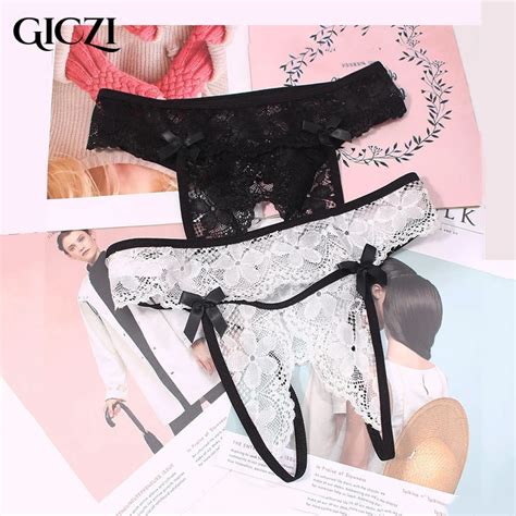 giczi crortchless underwear woman sexy panties lace see through women s lingerie bow underpants