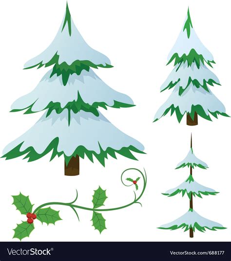 Snow Covered Fir Trees Royalty Free Vector Image