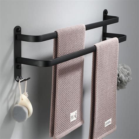 Elegant Matte Black Aluminum Towel Holder Rack Decoratormall