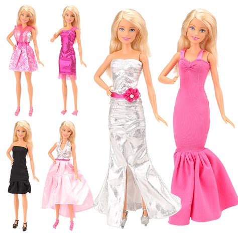 Conjunto De 16 Artículos Hechos A Mano Accesorios Para Muñecas Barbie 6 Vestidos De Ropa