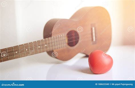 Love Ukulele Heart On Guitar Stock Photo Image Of Valentine