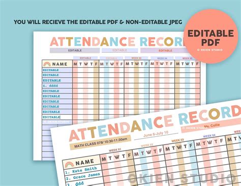 Editable Attendance Record Homeschool Attendance Sheet Etsy In 2022