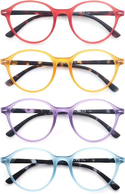 Olomee Reading Glasses Womens 200 Colorful Round Readers Lightweight Stylish Cute
