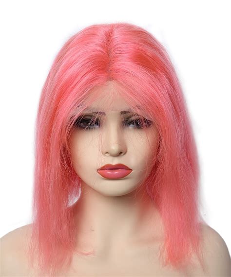 Bright Pink Lace Front Bob Wigs For Black Women Colorful Invisible Lace