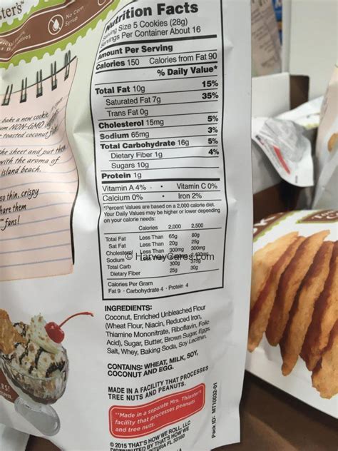 Here's what to buy at costco, according to a nutritionist. Mrs. Thinster's Toasted Coconut Cookie Thins Nutrition ...