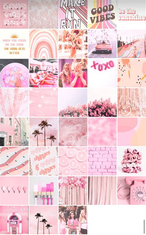 Aesthetic Pink Wall Collage 100 Pcs Pink Photo Wall Collage Etsy