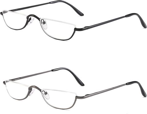 kokobin half reading glasses 2 pairs half rim metal frame glasses spring hinge readers for men