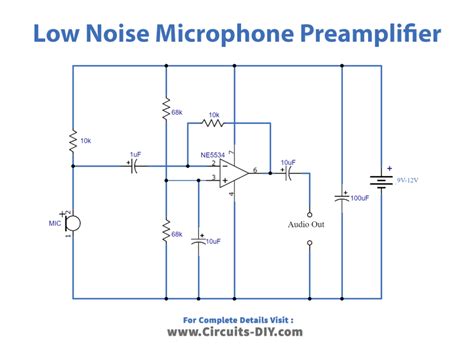 Low Noise Microphone Preamplifier Circuit Using Ne5534 Ic