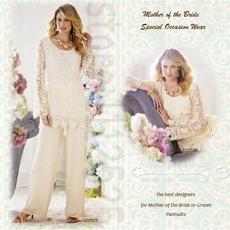 Short wedding dresses and separates for modern brides. AMP1010 2 charming lace wedding pant suits 2PC Ivory Lace ...