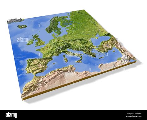 Europa 3d Reliefkarte Mit Grenzen Stockfotografie Alamy