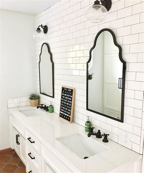 Browse a large selection of bathroom mirror designs, including fogless, lighted and framed bathroom mirrors in all shapes and finishes. Tips to Choose a Bathroom Mirror | White vanity bathroom ...