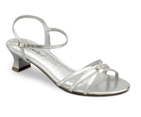 Silver Metallic Rhinestone Low Heel Dress Shoes