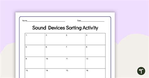 Sound Devices Sorting Activity Teach Starter