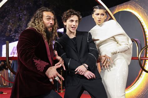 18 Photos Of Dune Costars Zendaya Timothée Chalamet And Jason Momoa Having A Blast Jason