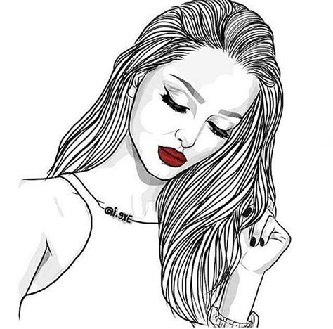 Outline Outlines Tumblr Girl Illustration Drawing Tumblr Drawings