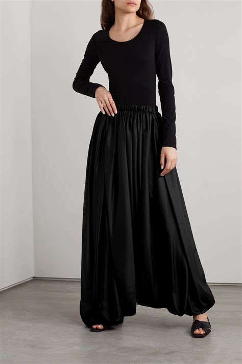 The Row Hana Asymmetric Pleated Silk Twill Maxi Skirt Net A Porter