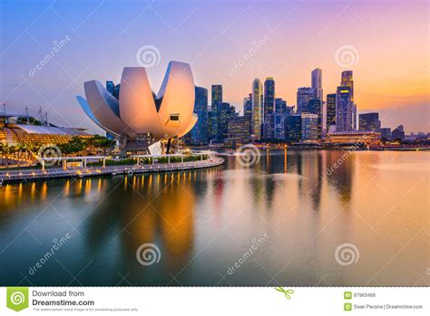 Singapore Skyline At Dusk Stock Photo Image Of Museum 67963468