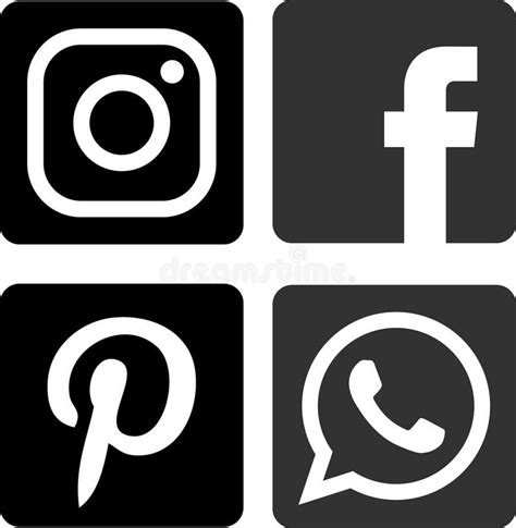 Collection Of Social Media Icons Printed On White Paper Editorial Photo