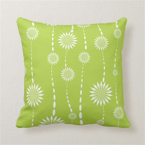 Modern Lime Green Floral Decorative Throw Pillow Zazzle Lime Green