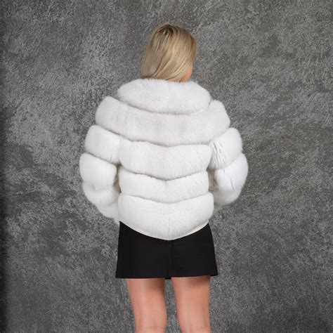 White Fur Fox Jacket Bolero Style Etsy