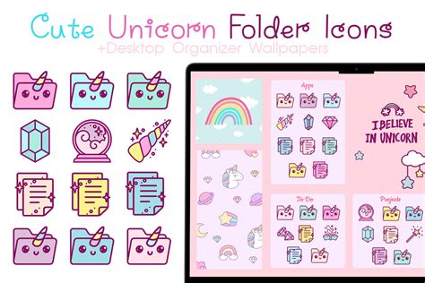 Cute Unicorn Folder Icons Free Windows And Mac Folder Icons 🦄